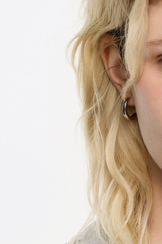 Silver irregular hoop earrings