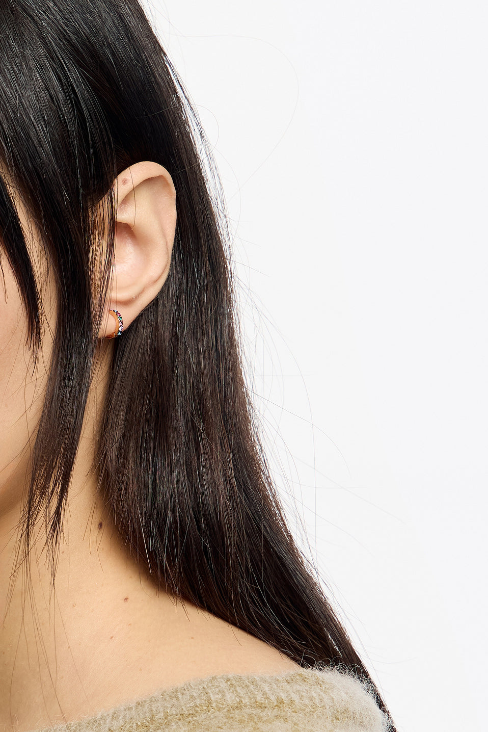 Gold mini hoop crystals earrings