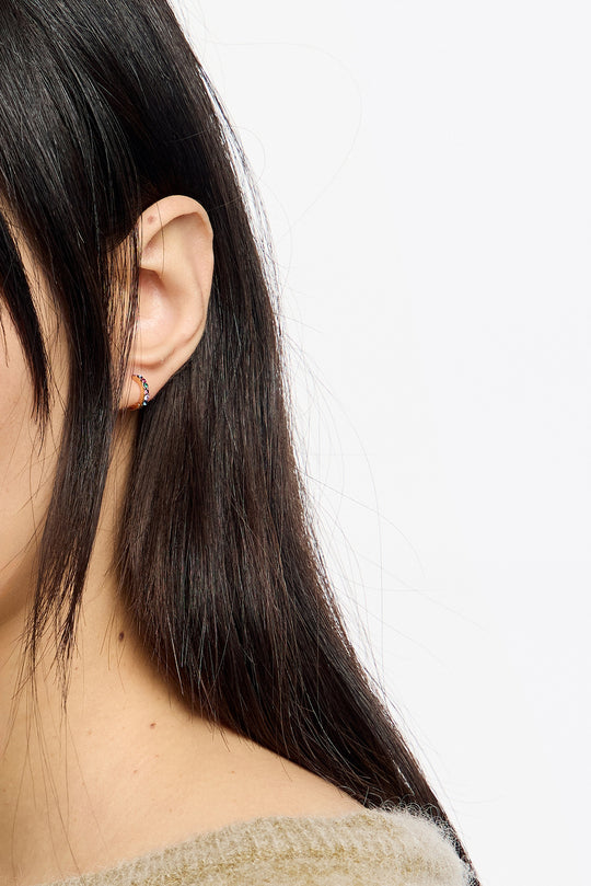 Gold mini hoop crystals earrings