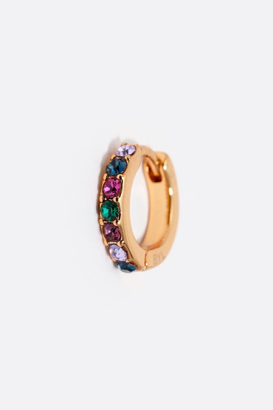 Gold mini hoop crystals earrings