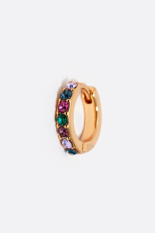 Gold mini hoop crystals earrings