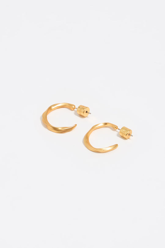 Matte gold uneven hoop earrings
