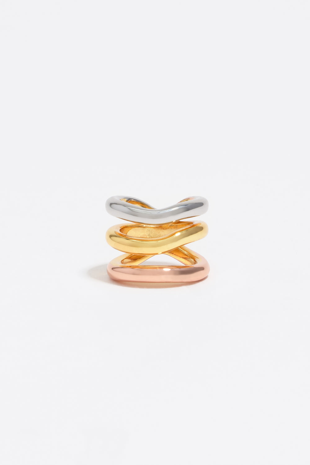 Three-tone bands ring
