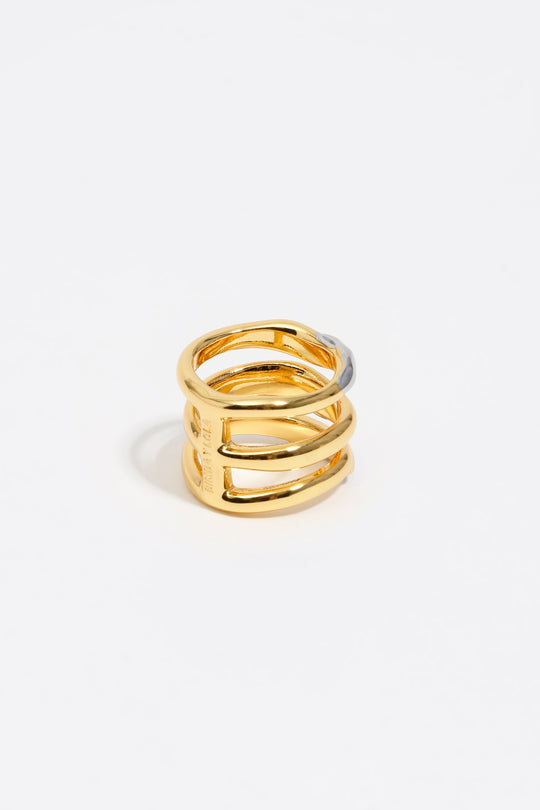 Textured two-tone triple ring
