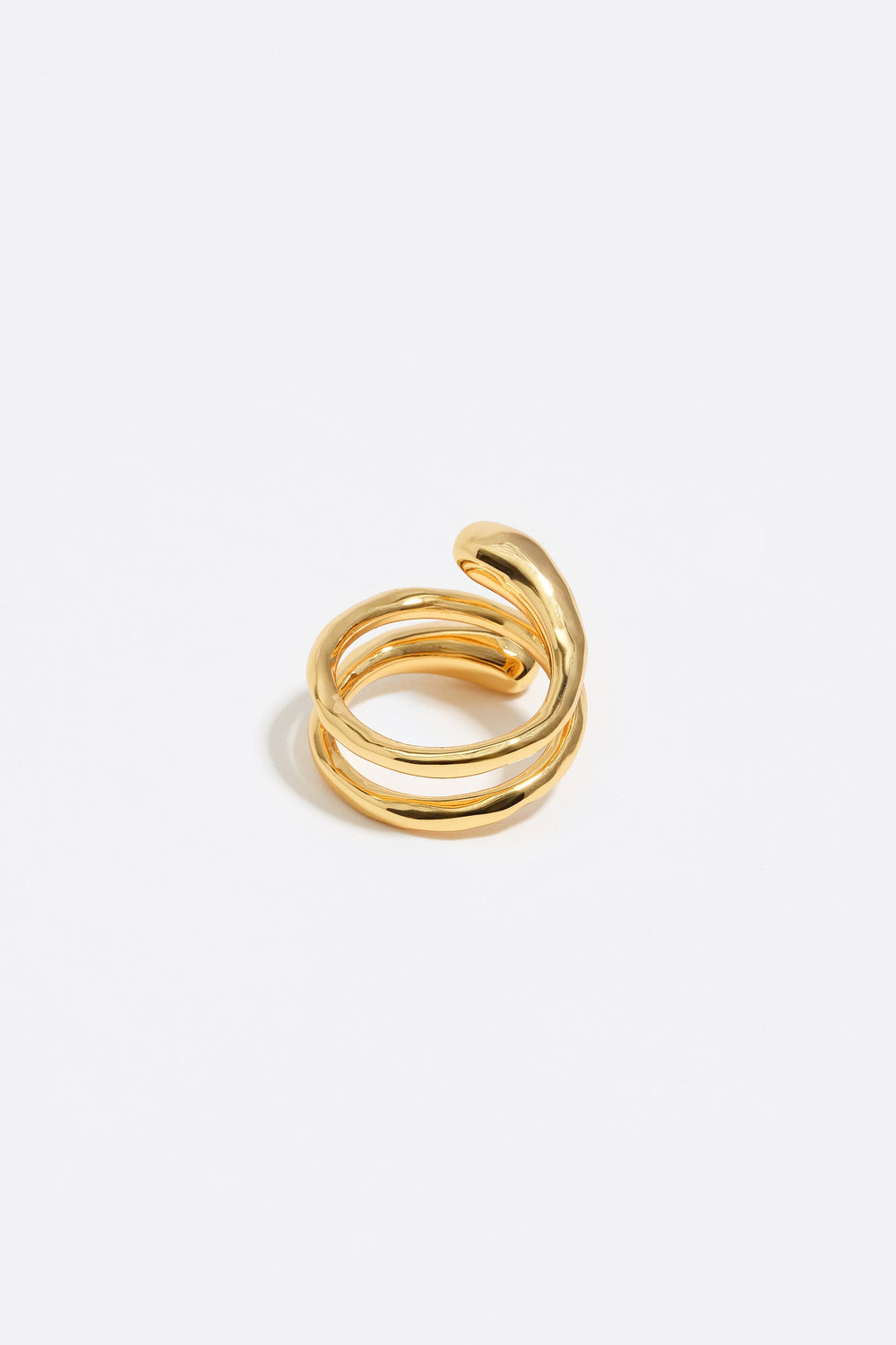 Gold-tone textured spiral ring