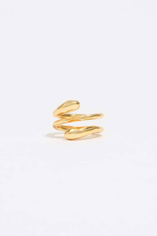 Gold-tone textured spiral ring