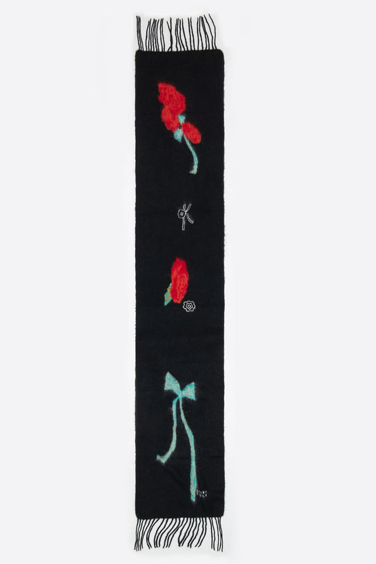 Black bow and rose scarf