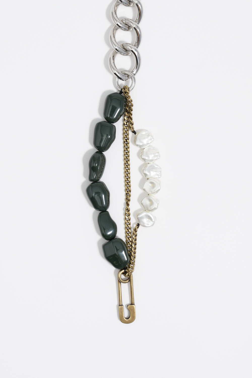 Two-tone multi-chain and pearl necklace