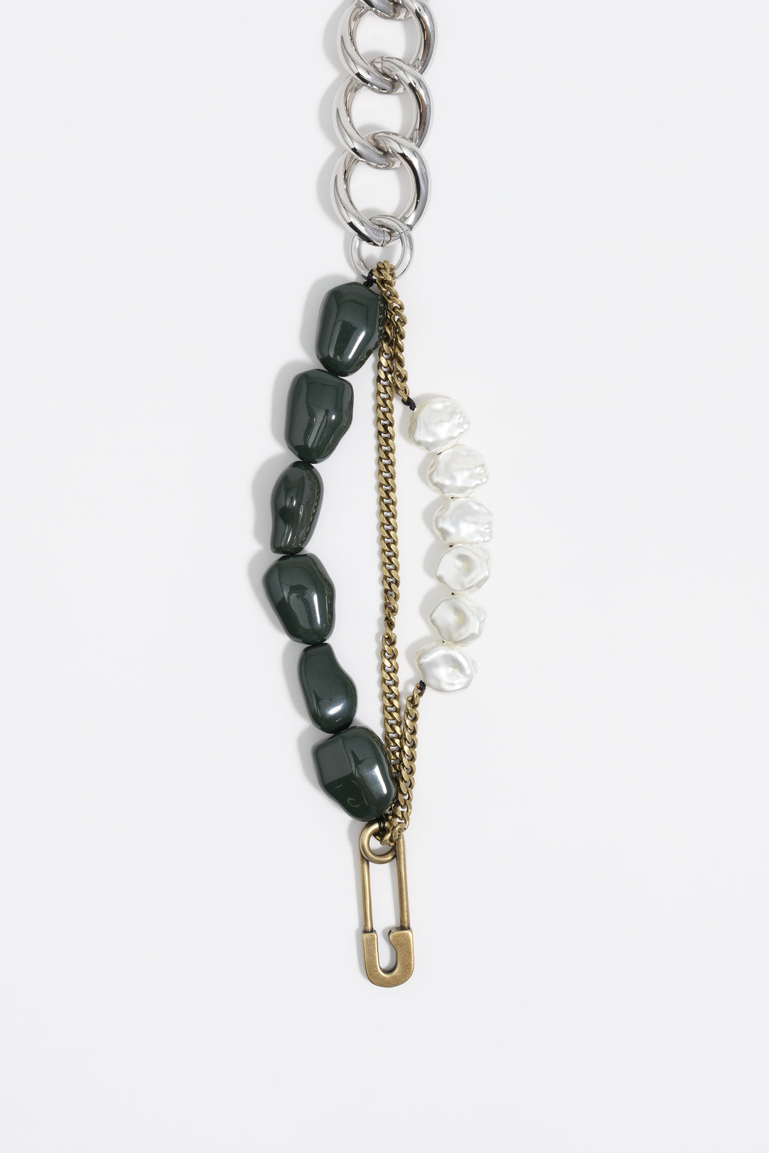 Two-tone multi-chain and pearl necklace