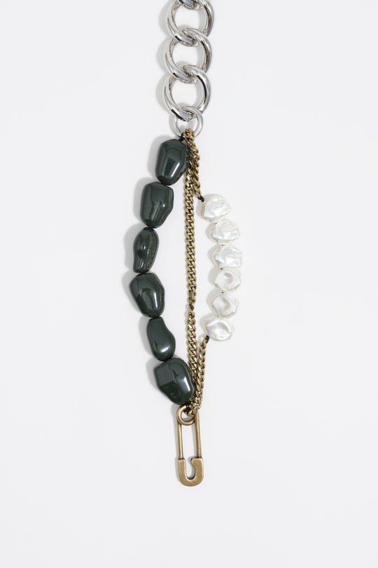 Two-tone multi-chain and pearl necklace