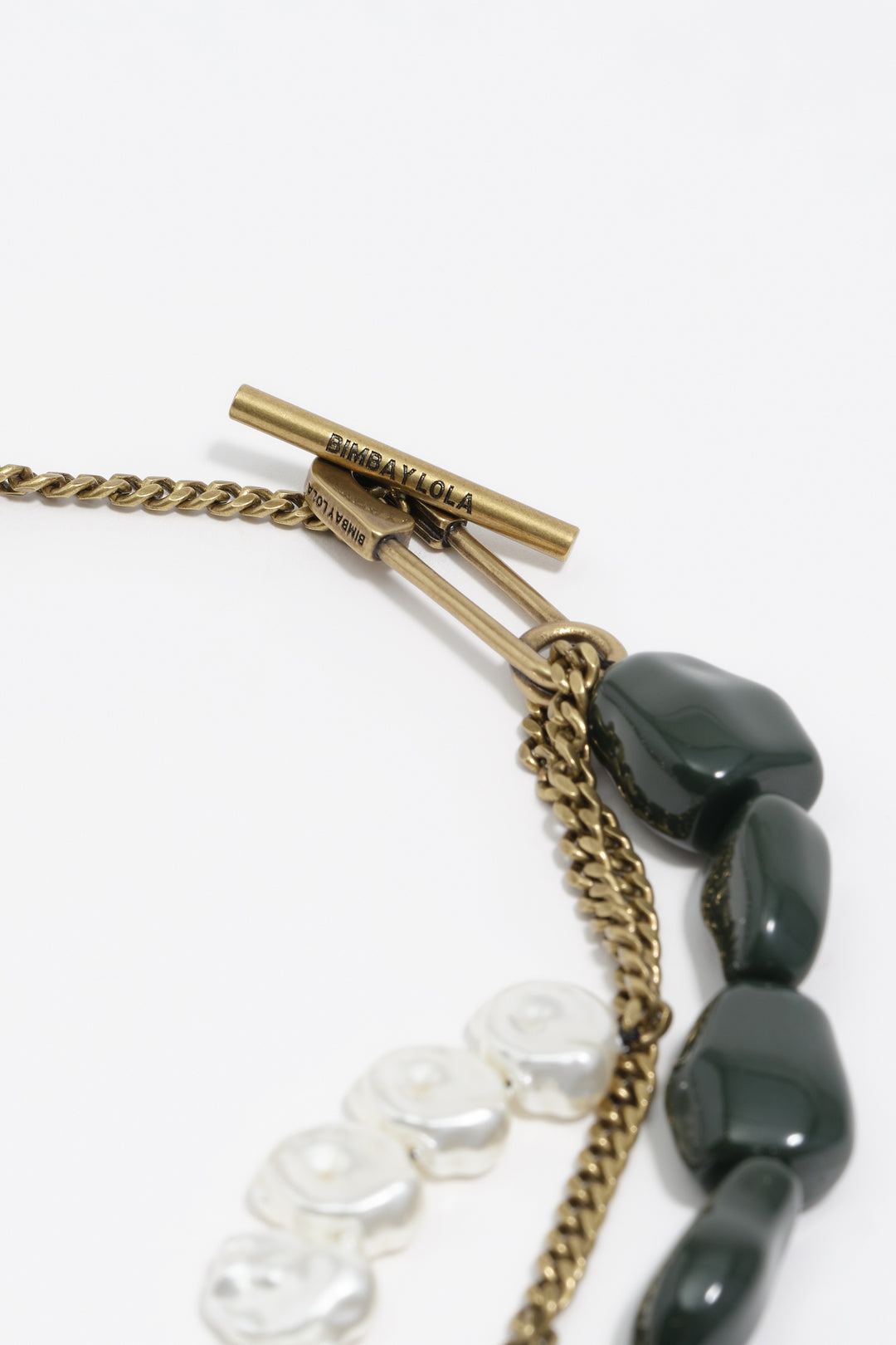 Two-tone multi-chain and pearl necklace