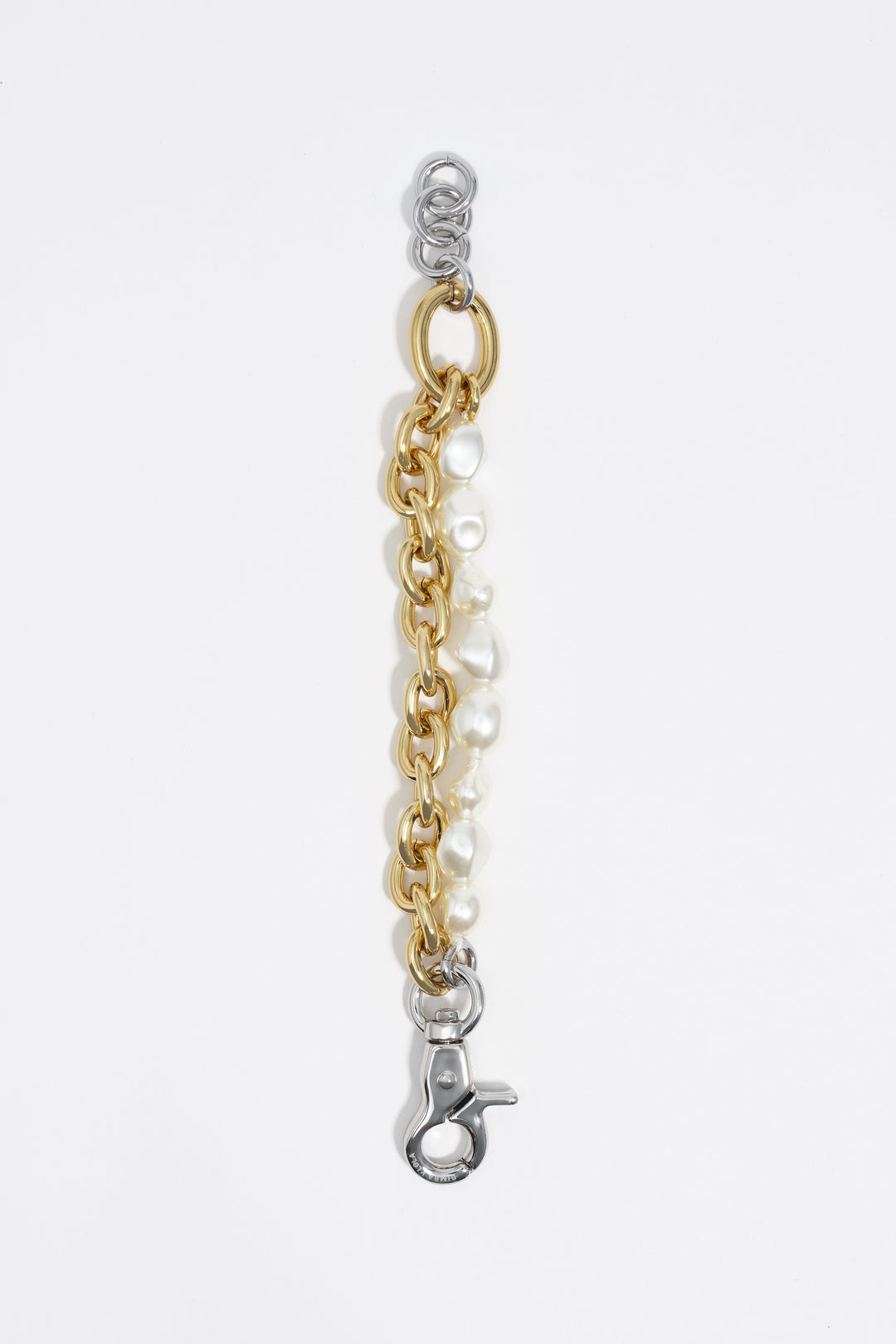 Two-tone pearl and double-layer chain bracelet