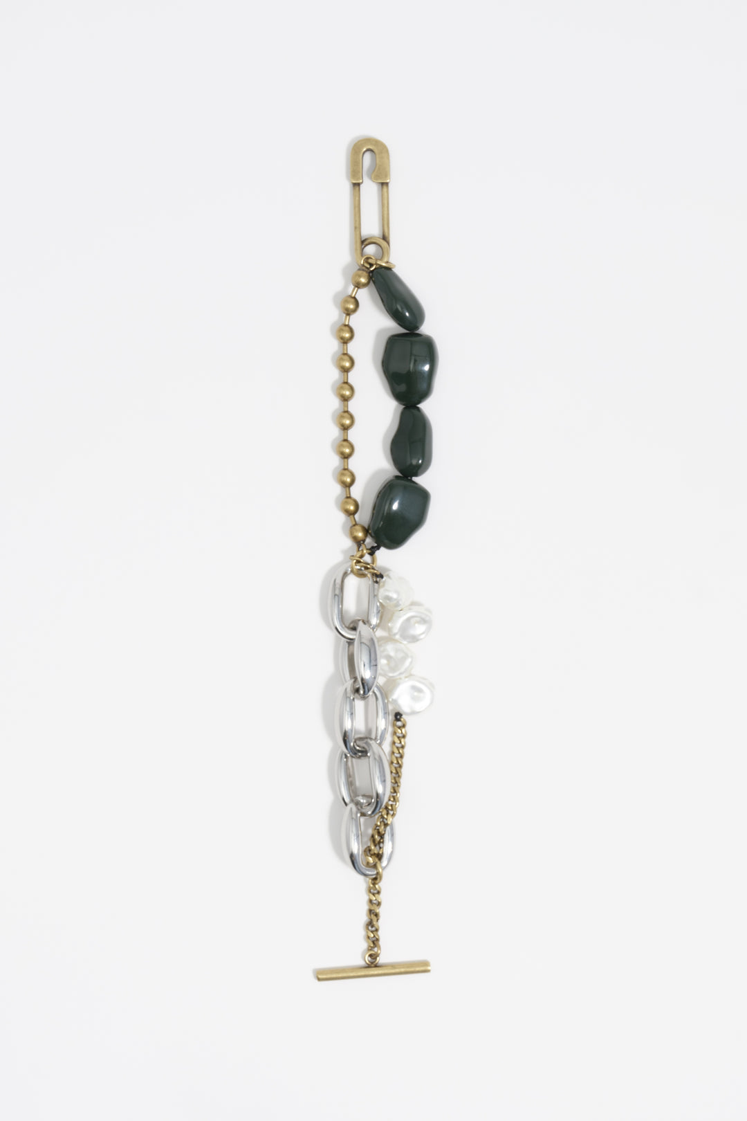 Two-tone multi-chain and pearl bracelet