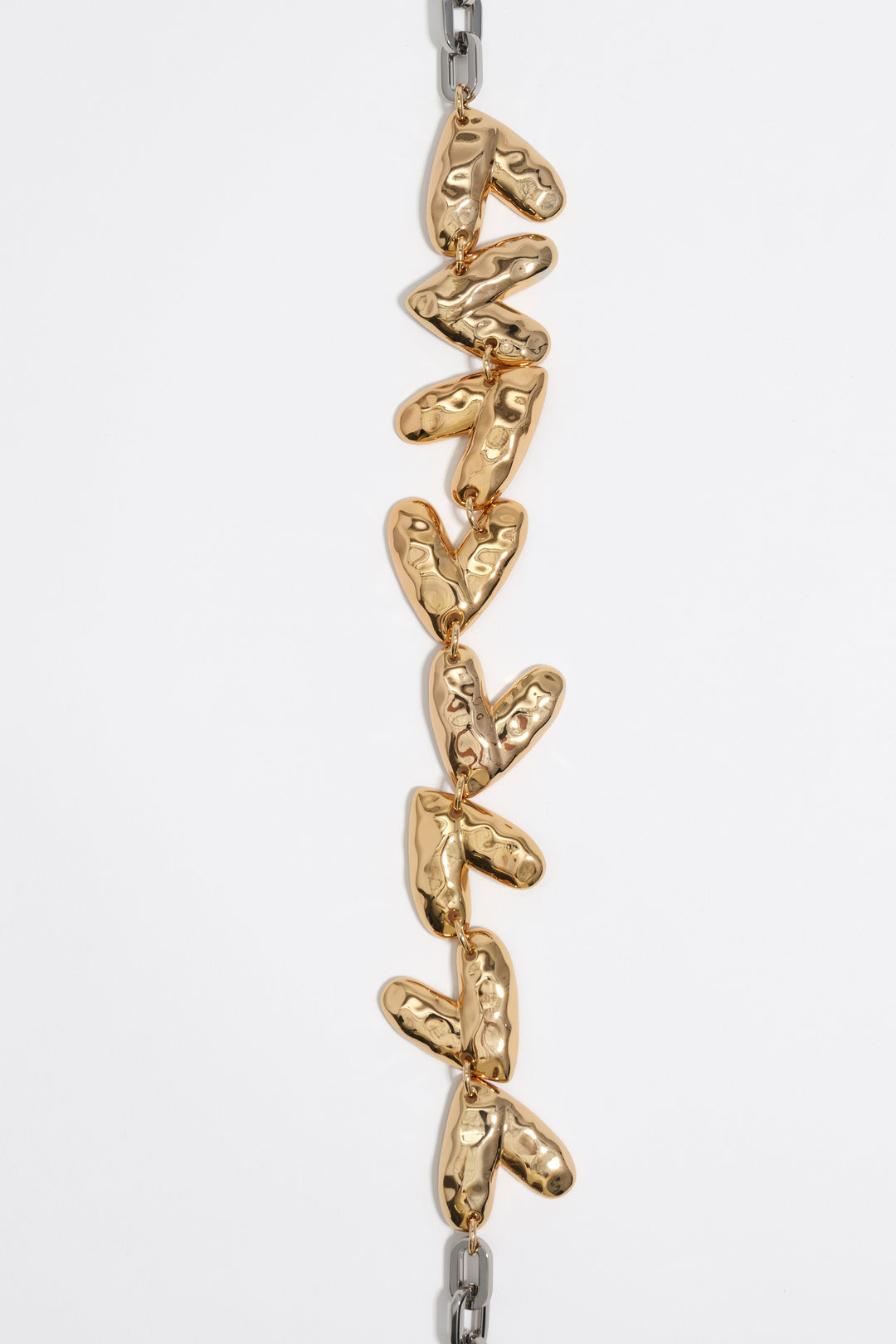 Two-tone textured hearts necklace
