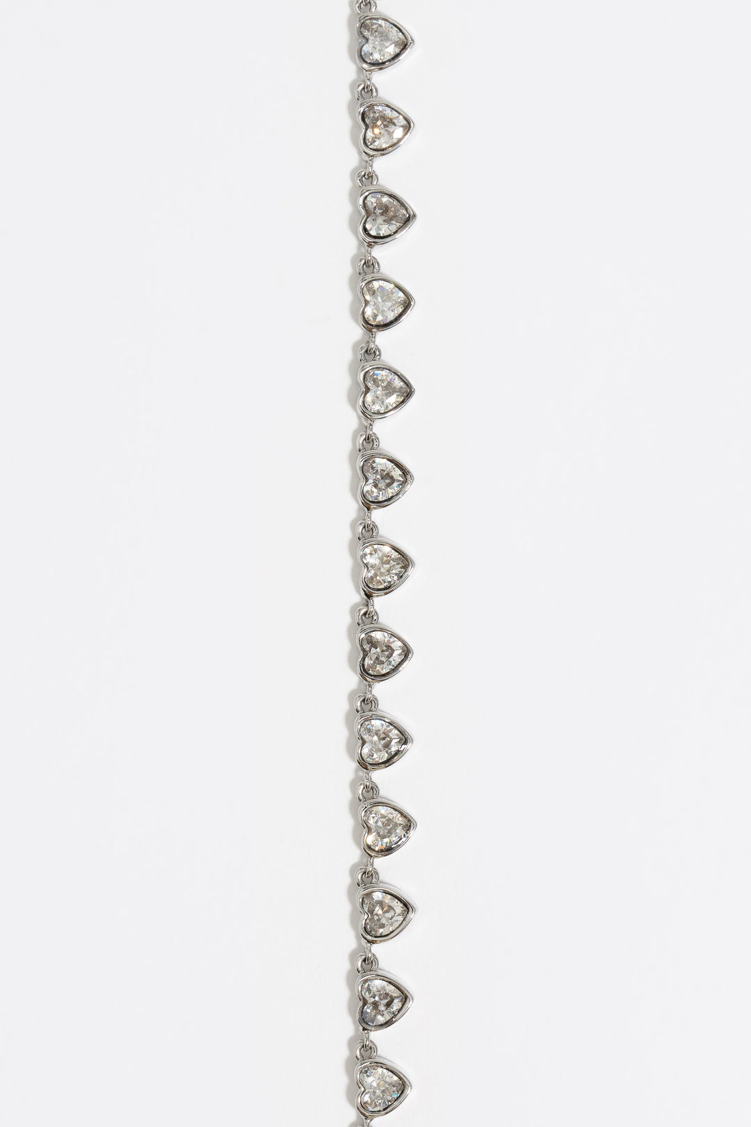 Silver hearts and crystals necklace