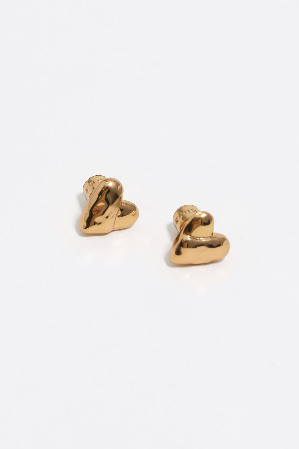 Dark gold-tone textured heart earrings