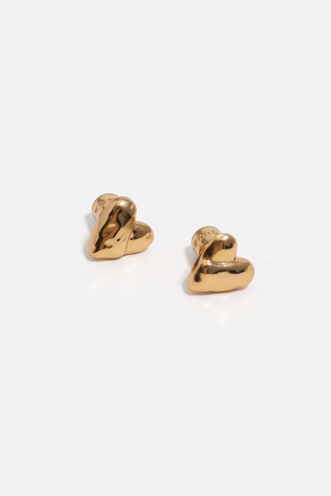 Dark gold-tone textured heart earrings