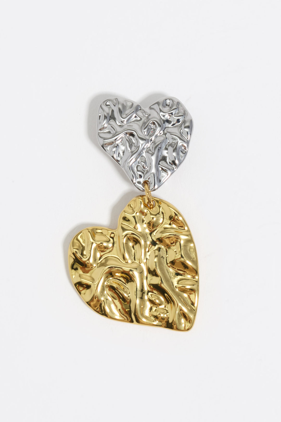 Two-tone textured hearts earrings