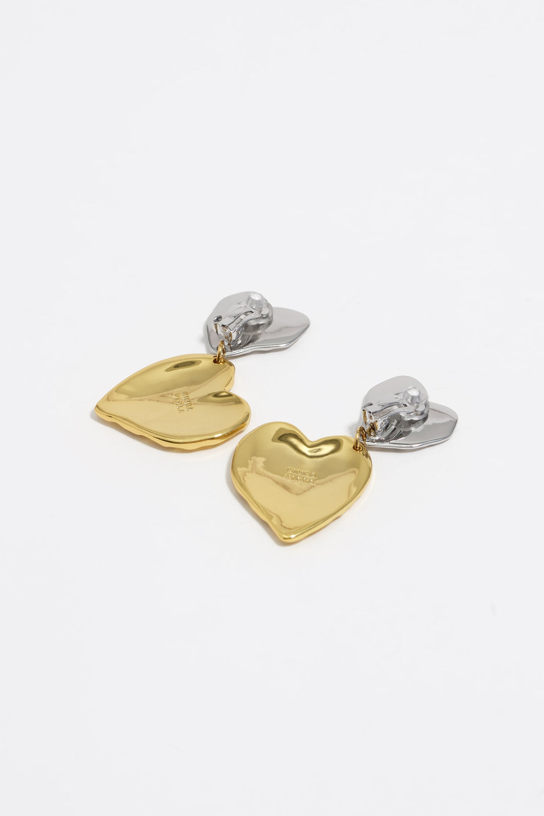 Two-tone textured hearts earrings