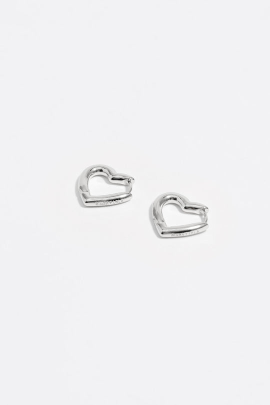 Silver heart hoop earrings