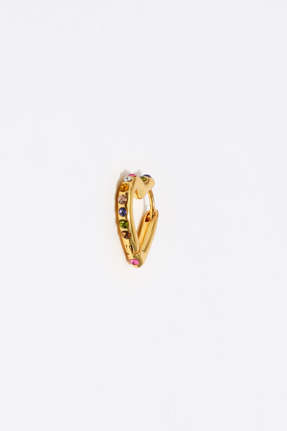 Gold-tone heart hoop multicolor crystals earrings