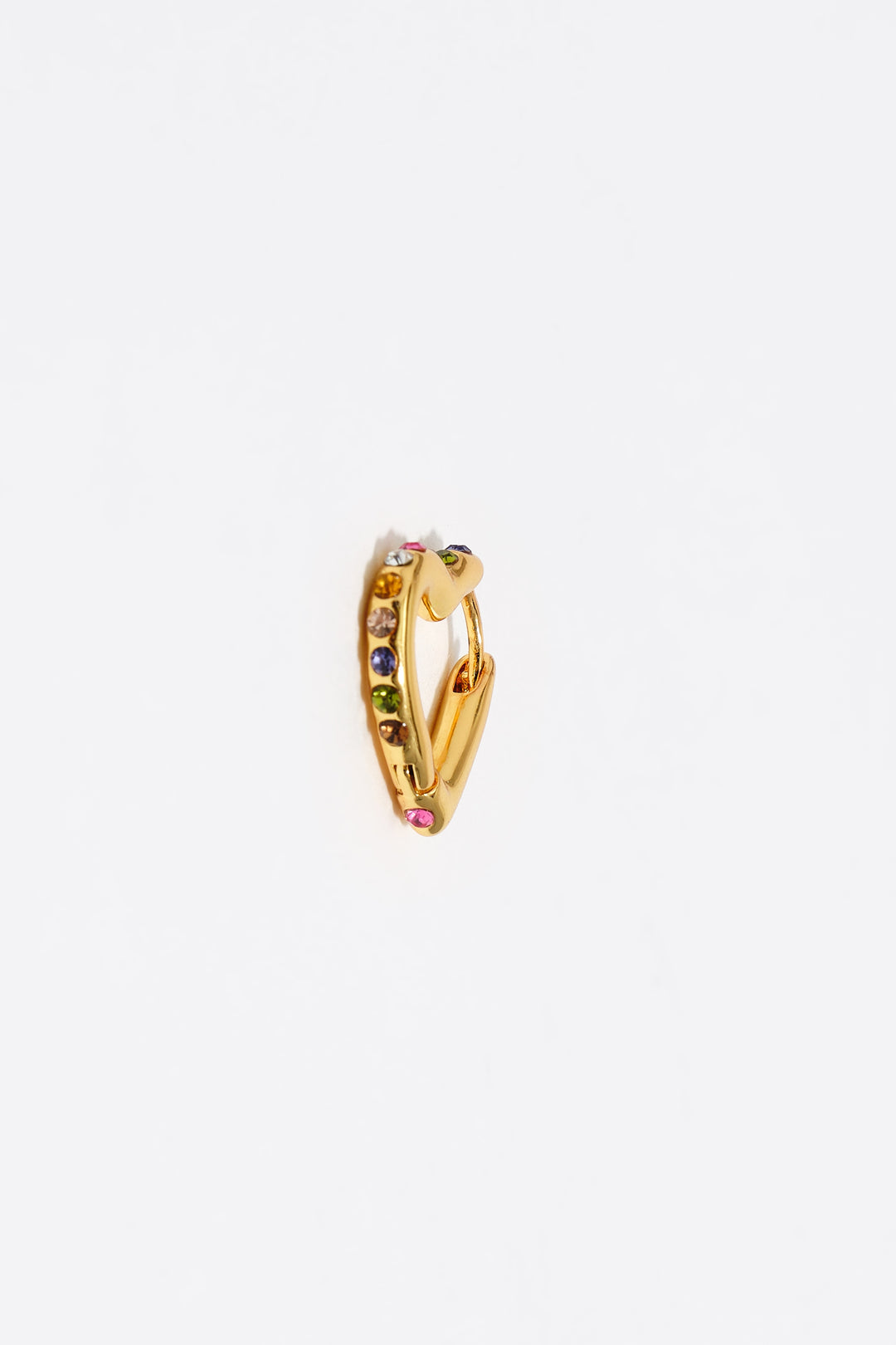 Gold-tone heart hoop multicolor crystals earrings