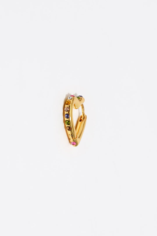 Gold-tone heart hoop multicolor crystals earrings