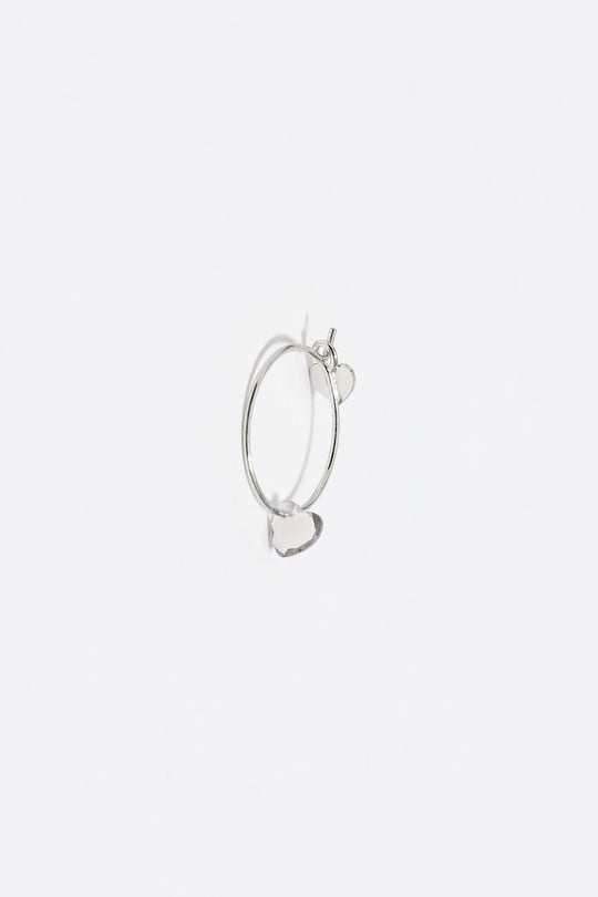 Silver-tone heart hoop crystal earrings