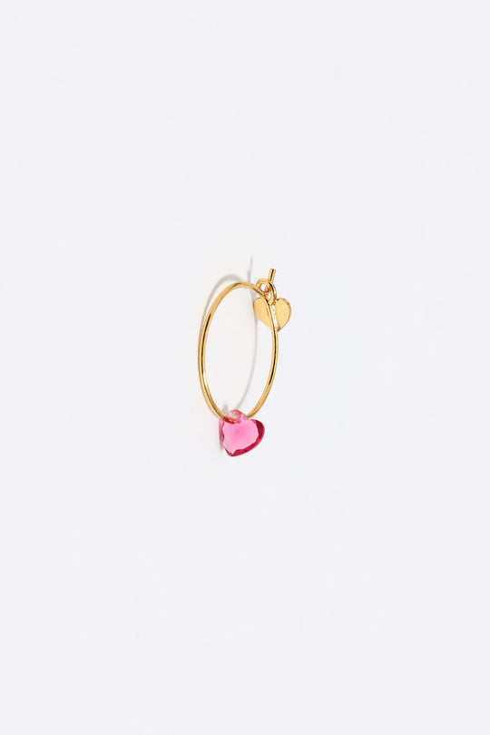 Gold-tone heart hoop crystal earrings