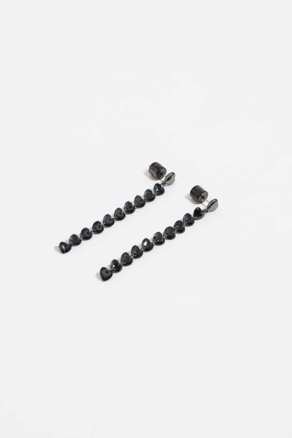 Black hearts crystals earrings