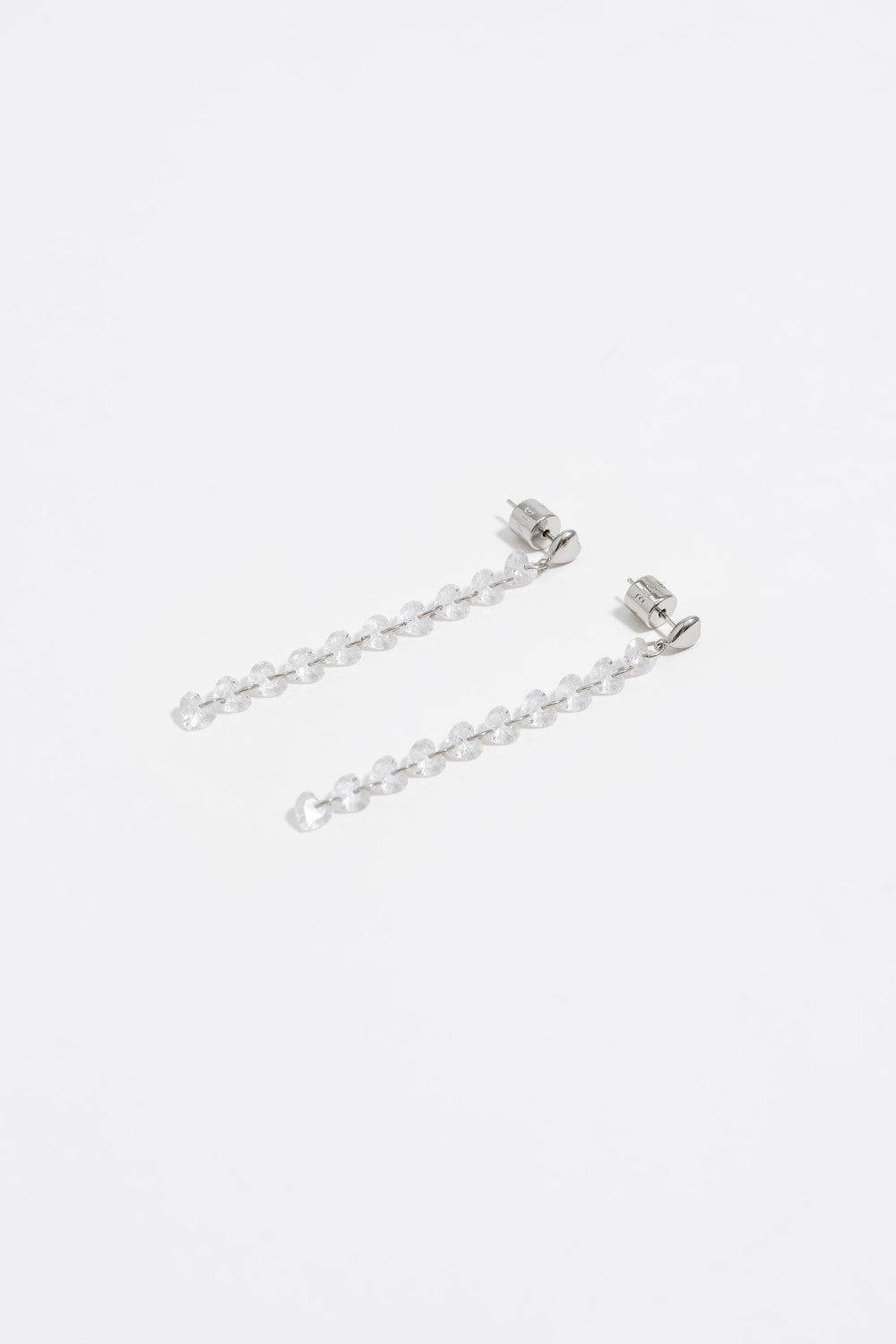 Silver-tone crystals heart earrings