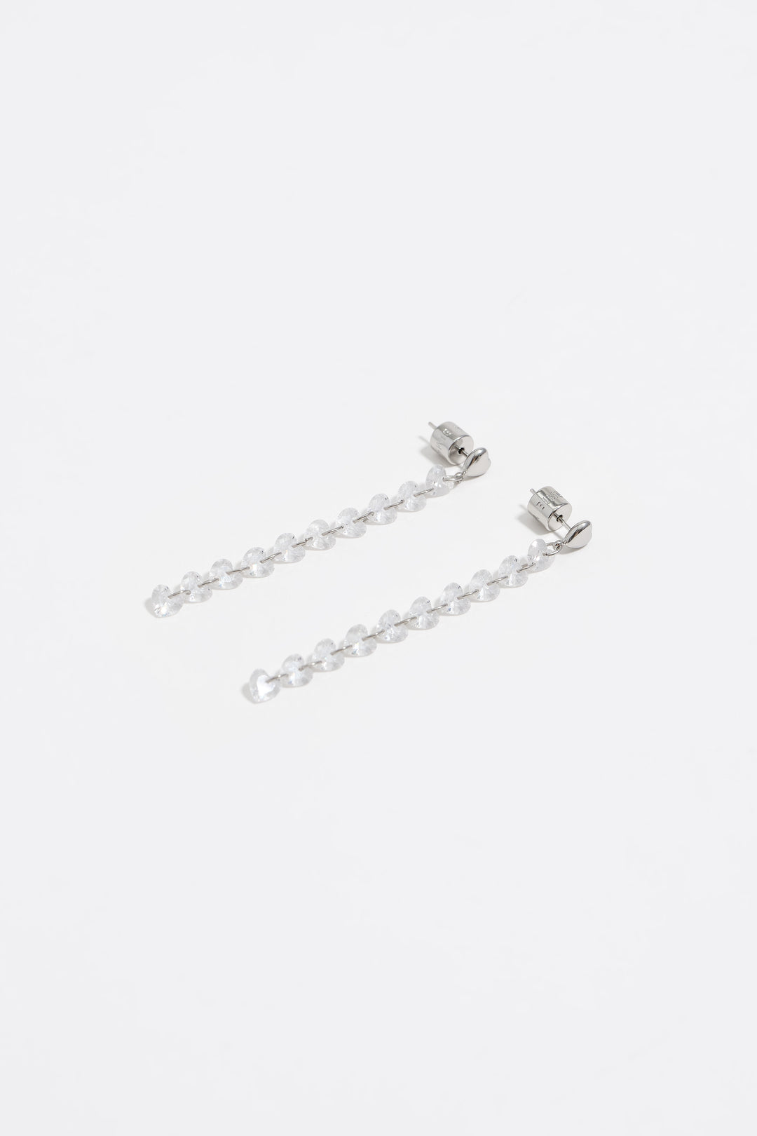 Silver-tone crystals heart earrings