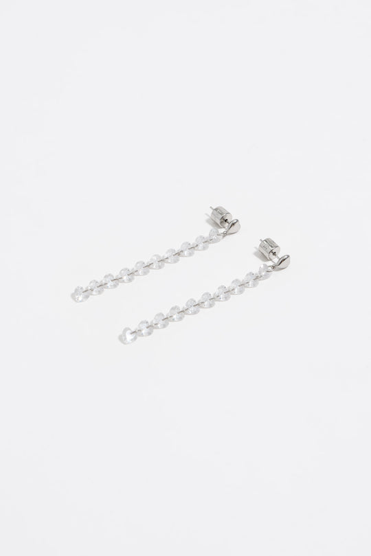 Silver-tone crystals heart earrings