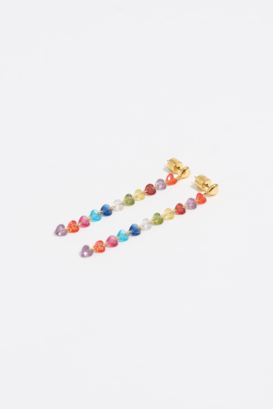 Gold-tone hearts crystals earrings