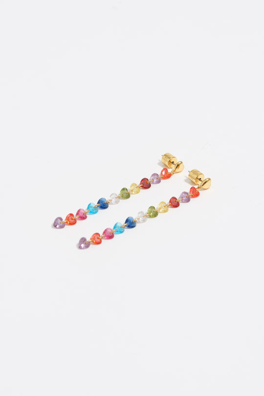Gold-tone hearts crystals earrings