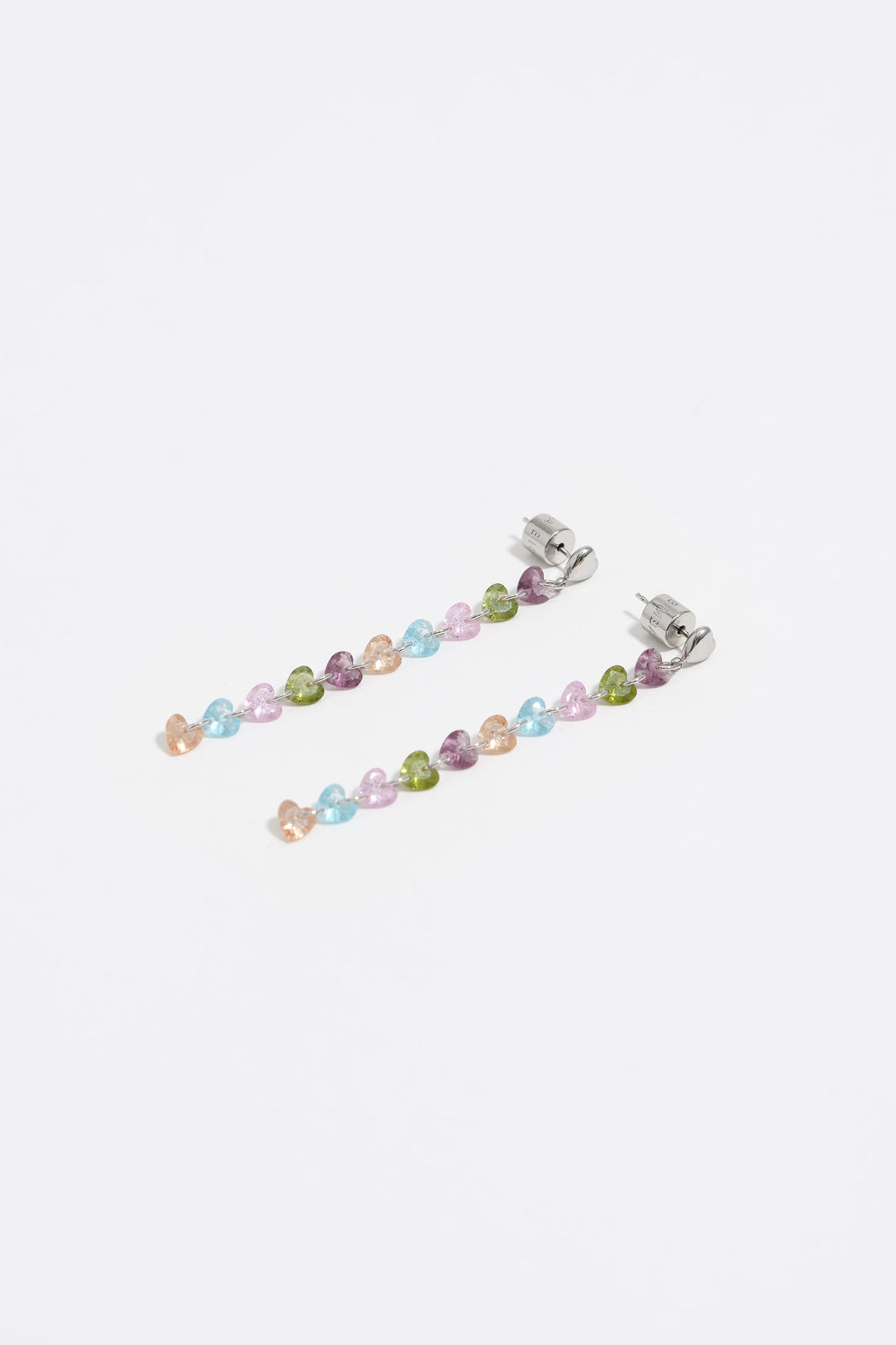 Multicolor crystals heart earrings