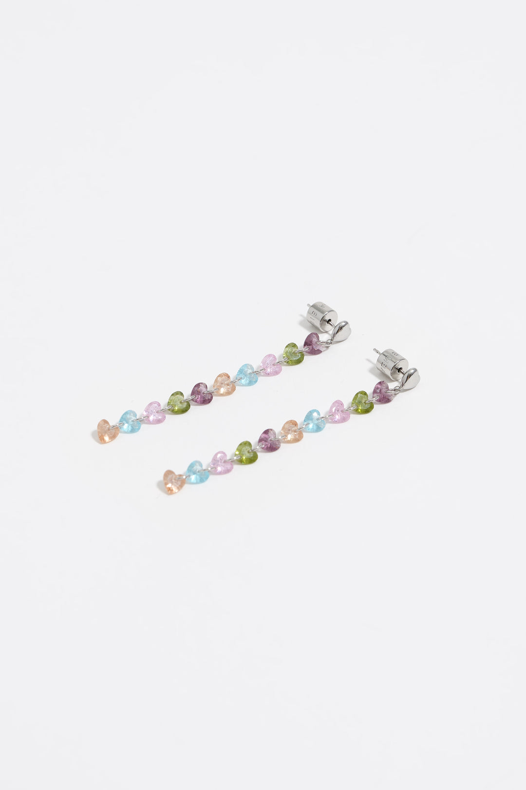 Multicolor crystals heart earrings