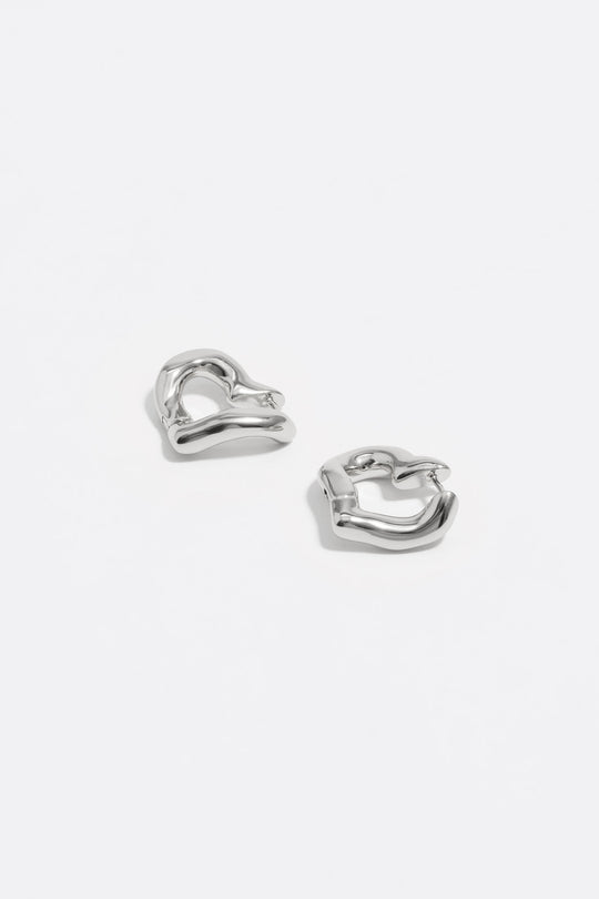 Silver heart hoop earrings
