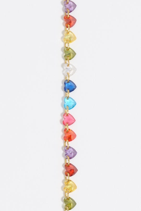 Gold-tone hearts crystals bracelet