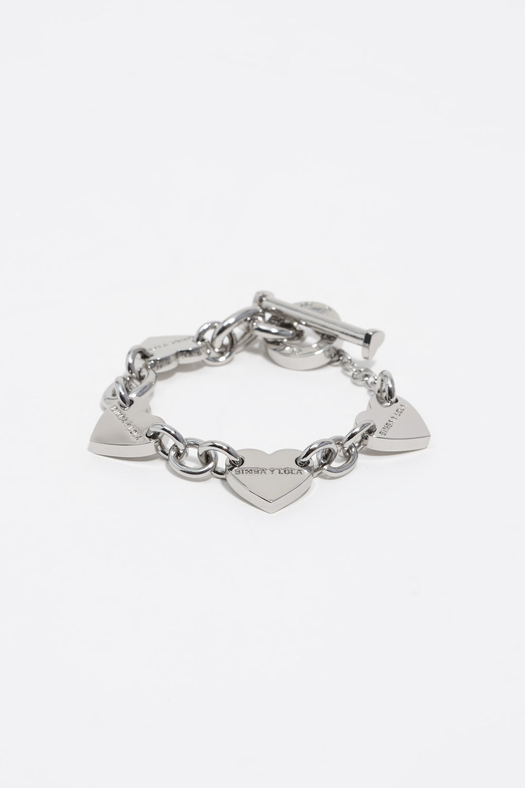 Silver hearts chain bracelet