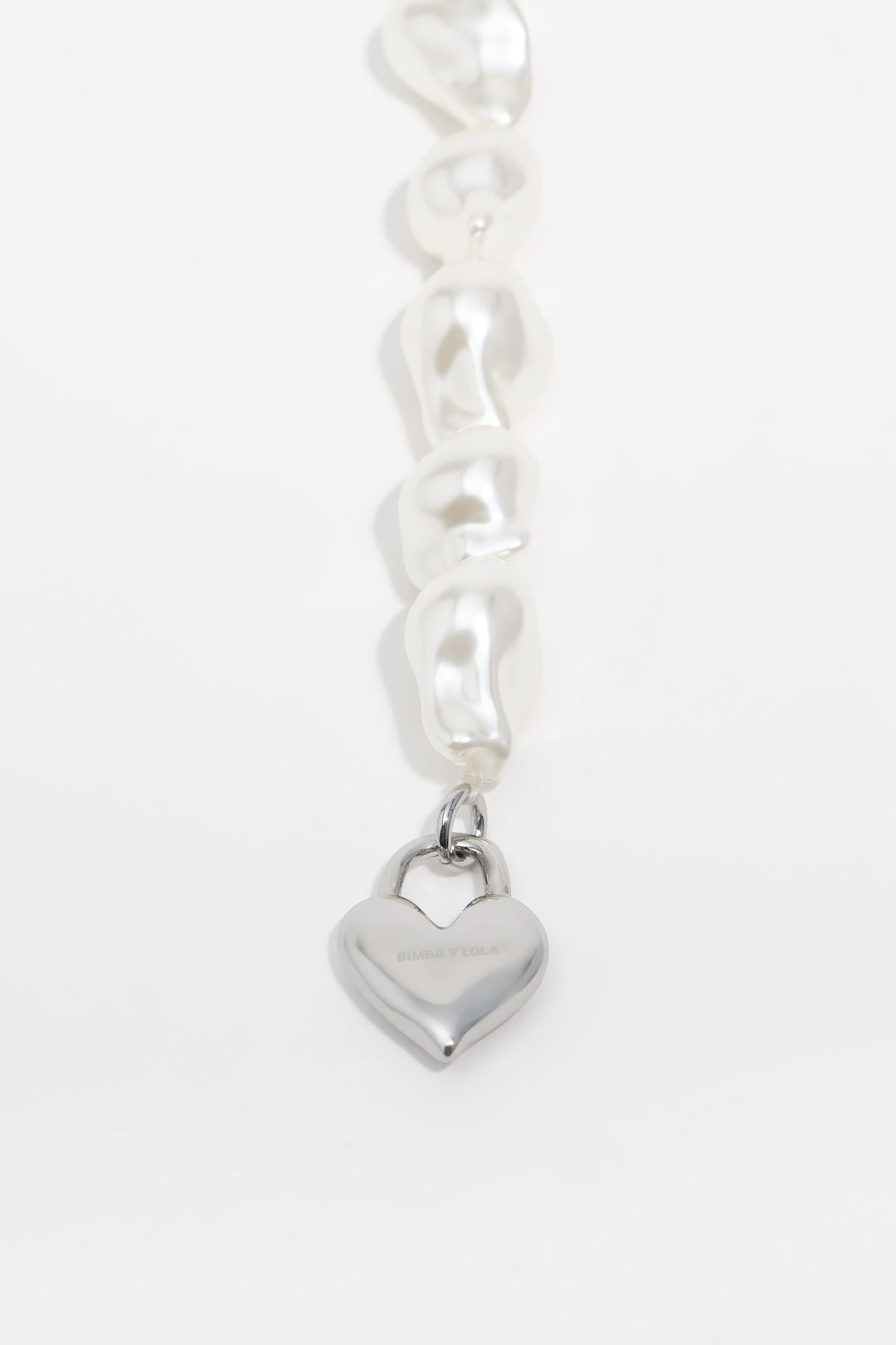Silver padlock heart pearl bracelet