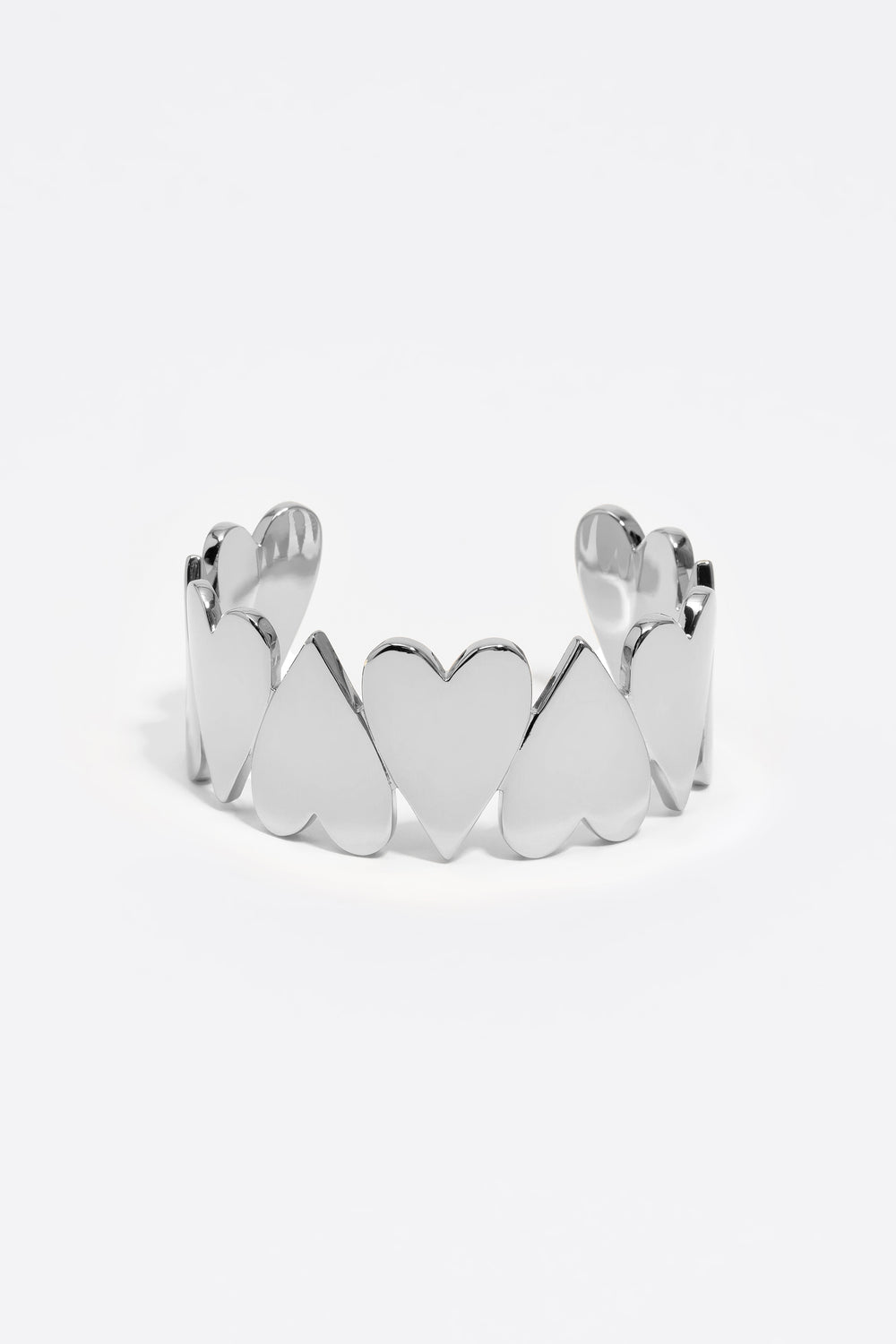 Silver hearts rigid bracelet