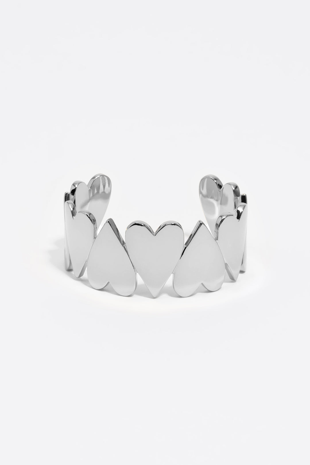 Silver hearts rigid bracelet