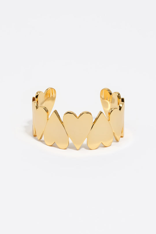Gold hearts rigid bracelet