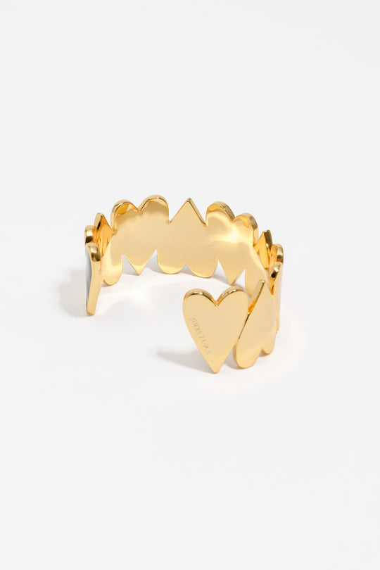 Gold hearts rigid bracelet