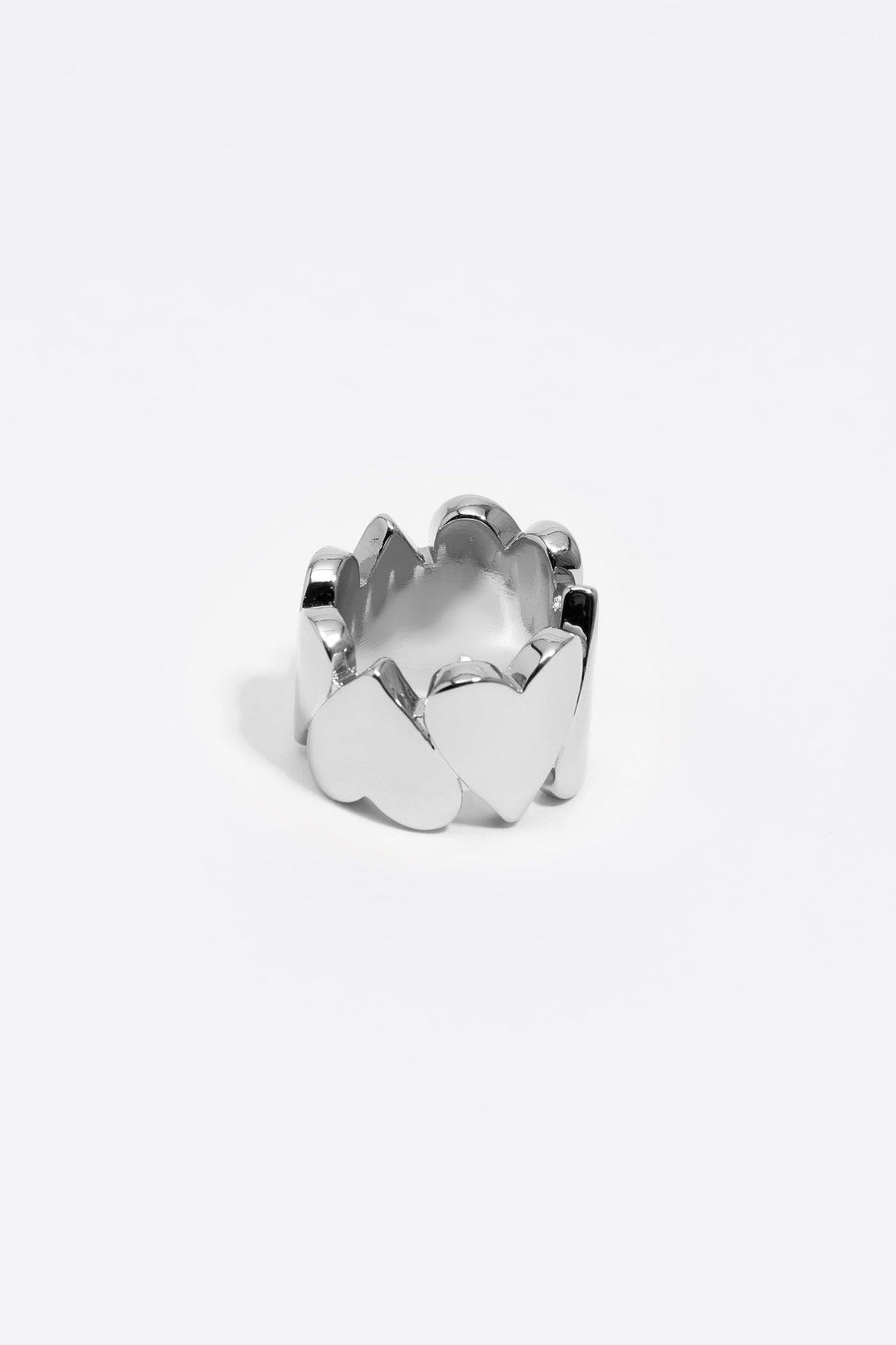 Black and silver hearts ring