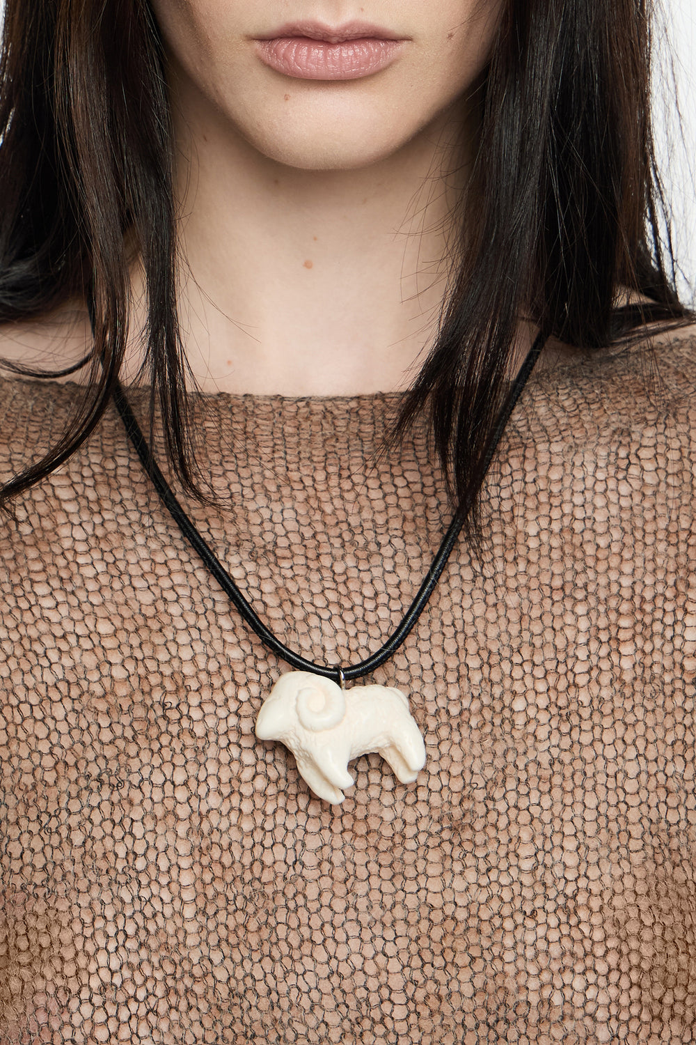 Ivory resin ram cord necklace