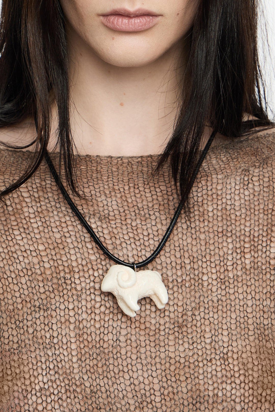 Ivory resin ram cord necklace