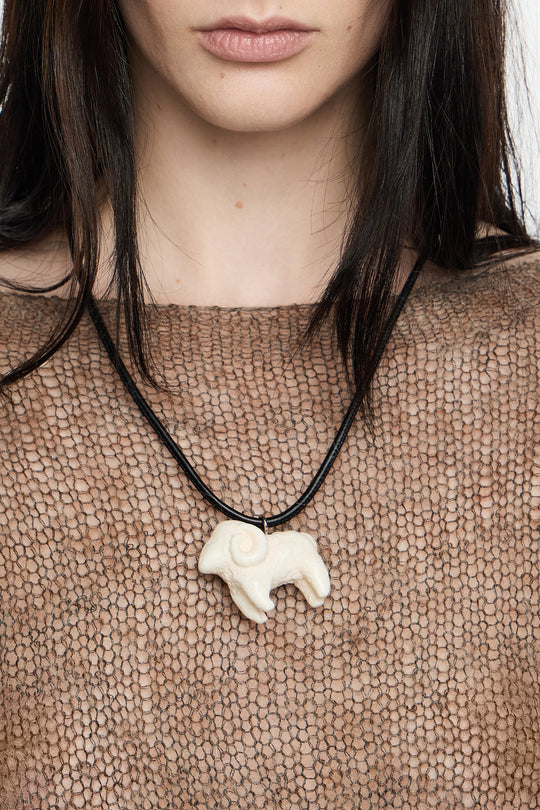 Ivory resin ram cord necklace
