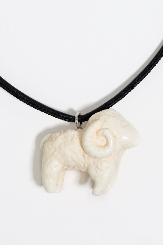 Ivory resin ram cord necklace